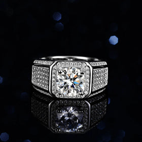 Trendy Joyeria Plata Engagement 925 Sterling Silver Wedding Rings 2ct Vvs Moissanite Diamond Ring for Men Rings