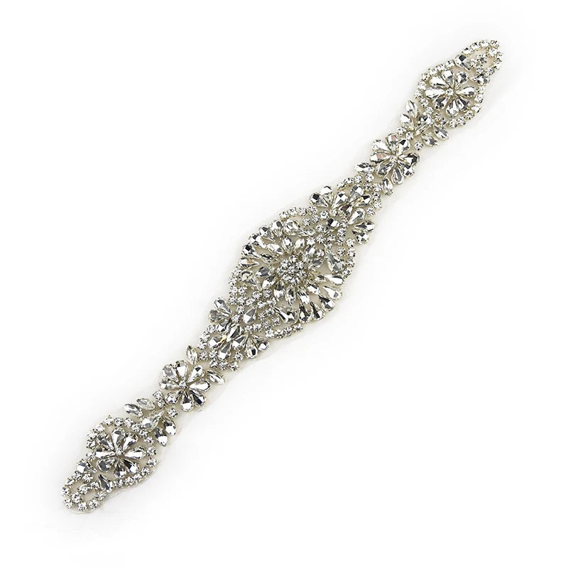 Wholesale Popular Hand-made Beaded Sparkling Rhinestone Crystal Applique for Wedding Belt WRA-418
