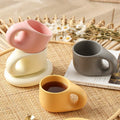 Custom Design Nordic Fat Mug Ceramic Coffee Mug with Cloud Saucer Chubby Mug