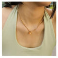 Chris April in Stock 316L Stainless Steel PVD Gold Plated Water Resistant Sun and Moon Pendant Necklace with Figaro Chain