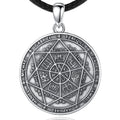 Men's 925 Sterling Silver Vintage Necklace Religious Jewelry with Seal of Seven Archangels for Engagement Wedding or Party