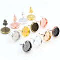 6mm 8mm 10mm 12mm 50pcs/Lot 8 Colors Stainless Copper Material Earring Studs(with Ear Plug) BaseFit 6-12mm Glass Cabochons