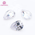 Wuzhou Yingma 3A Lab Created 2*3mm-13*18mm White Color Loose Cz Gemstones Pear Shape Cubic Zirconia for Jewelry Making