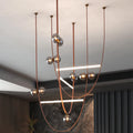 Designer Smoke Grey Lamp Shade Hanging Decorative Indoor Living Room Custom Lamps Glass Ball Leather Chandelier