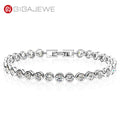 GIGAJEWE 4.0mmX34-31Pcs D Color Round Cut White Gold Plated 925 Silver Moissanite Tennis Bracelet