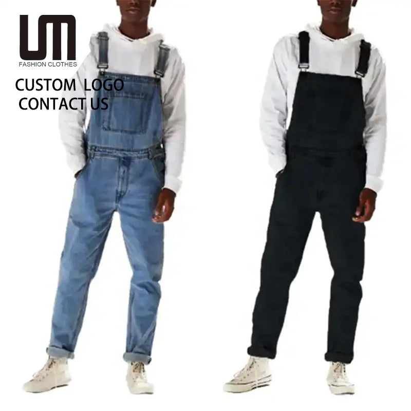 Liu Ming Summer New Arrivals Hip Hop Denim High Waist Full Length Trousers Jeans Jumpsuit Overall for Men