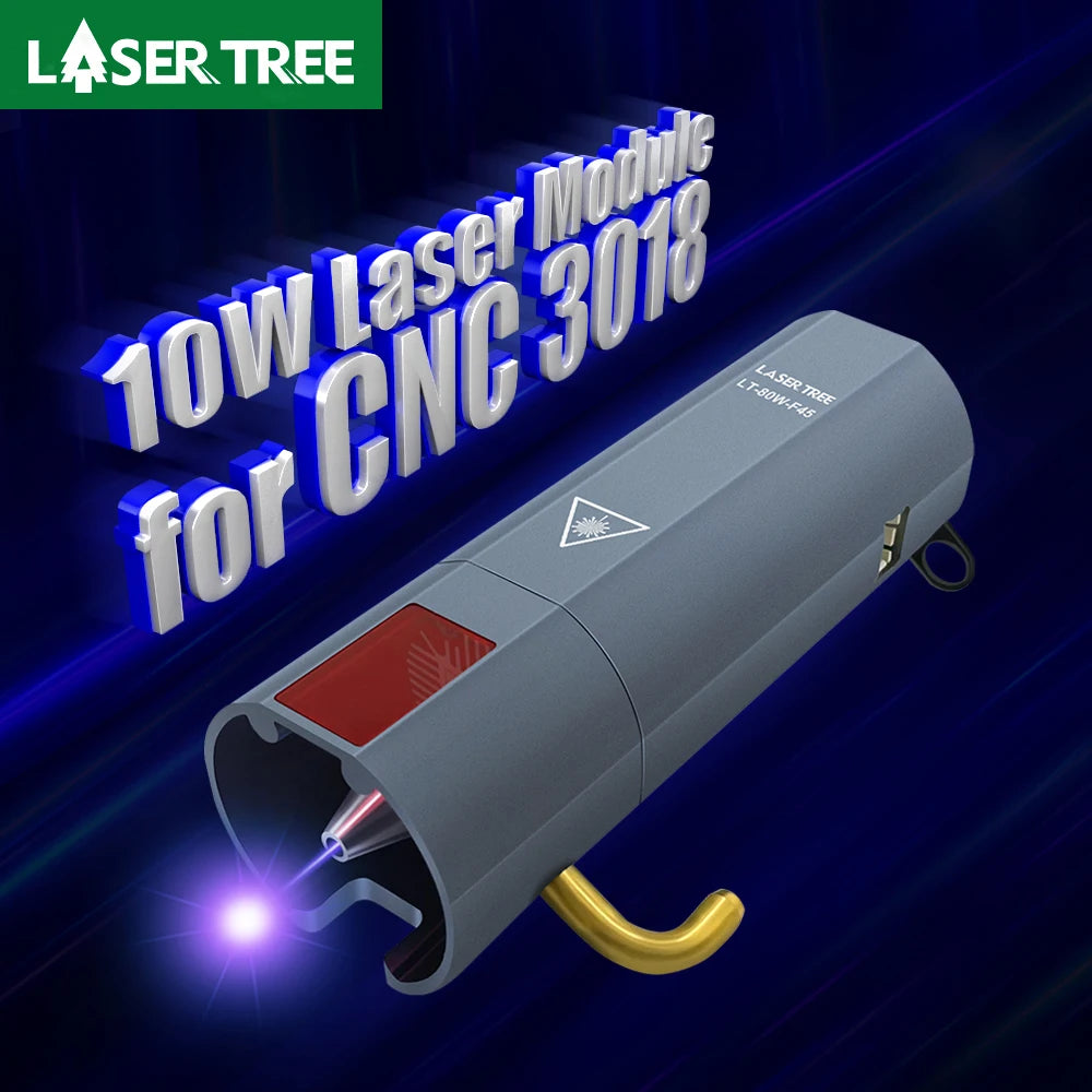 LASER TREE 80W Compressed Spot 10W FAC Laser Module with Air Assist Nozzle for Mini Cutting 3018 CNC Machine Router DIY Engraver