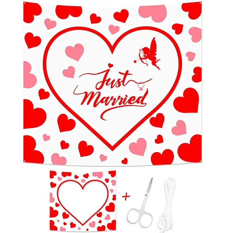 XinLan Germany Tradition Heart Motif Just Married Wedding Sheet for Wedding Games