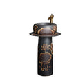 China Wholesale Hand Painted Lotus Pattern Sanitary Ware Ceramic Hand Wash Pedestal Basin for Washroom Corner
