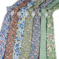 Floral Print Tie for Men Cotton Skinny Neck Tie for Wedding Casual Mens Neckties Classic Suits Slim Neck Ties Cravat