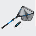 Aluminum Alloy & Rubber Coated Fish Landing Net Foldable Telescopic Sea Fly Floating Fishing Hand Net Single PE Plastic Knot