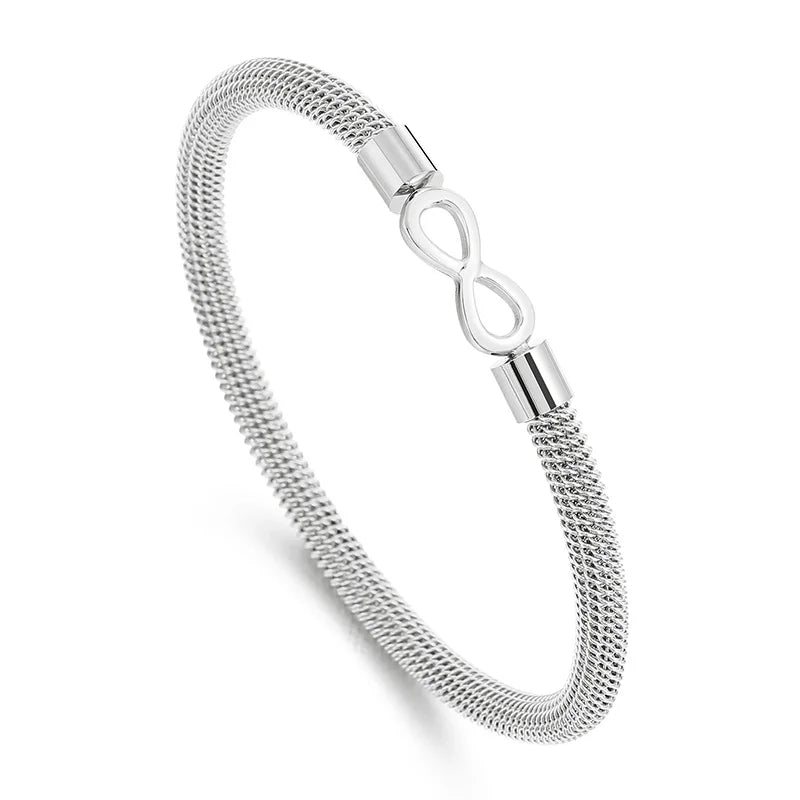 KALEN Unisex Gold/Silver/Black Stainless Steel Open Bangle Bracelet With Magnet Infinity Mark Clasp