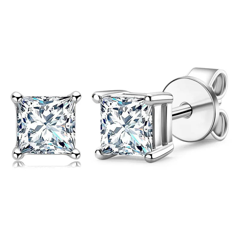 RINNTIN APE60 Minimalist Jewelry 925 Sterling Silver Earrings for Women Joyas De Plata Rhodium Plated Square Cut Stud Earrings