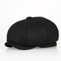 2022 Winter Unisex Vintage Beret Driving Cap British Gatsby Melton Woolen Newsboy Cap New Plain Black Cabbie Hat for Sports