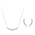 Fashion Minimalist Geometric Zirconia Jewelry Set 925 Sterling Silver Smile Line Necklace Earrings 2-piece Set for Women