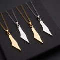Fashion Glossy Gold Plated Palestine Map Necklace Stainless Steel Alphabet Map Pendant Necklace