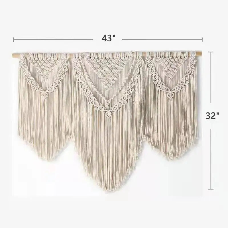 Boho Tapestry Macrame Wall Decor Art Chic Bohemian Handmade Woven Tapestry Large Macrame Wall Hanging for Home Decoration