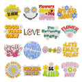 Good Vibes Bohemia Design Cute Flower Embroidery Iron on Backing Phrases Good Day Patches for Clothing Hat Bags