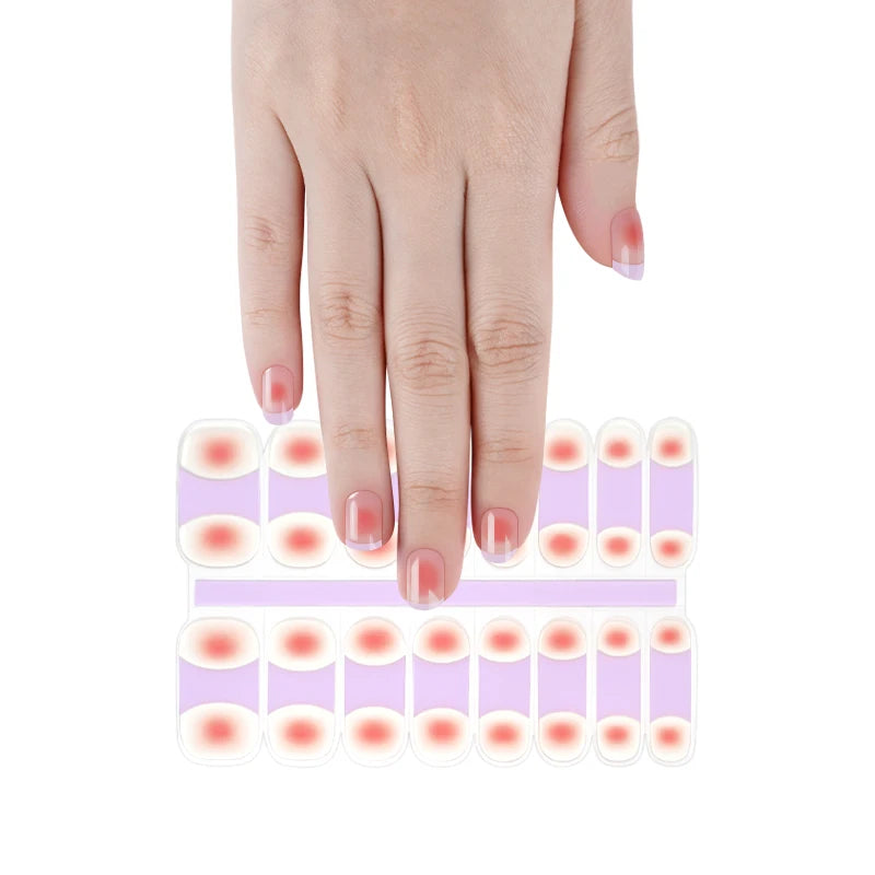 Semi Cured UV Gel Nail Stickers 16 Real Gel Nail Polish Adhesive Full Wraps Strips