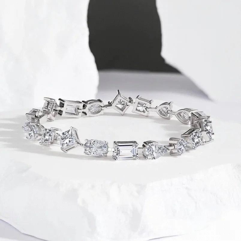Lab Grown Diamond Tennis Bracelet 10k Gold Fancy Shape 0.3CT IGI Certified Unisex Trendy Jewelry