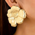 2025 New Arrival Hip Hop Jewelry Trend Irregular Circle Suitable for Women Punk Big Geometric Big Flower 18k Gold Earrings