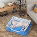 XL Cool Velvet Linen Dog Bed With Fashionable Animal Pattern Washable Plush Pet Bed Comfortable Warm Bed for Cats for Summer