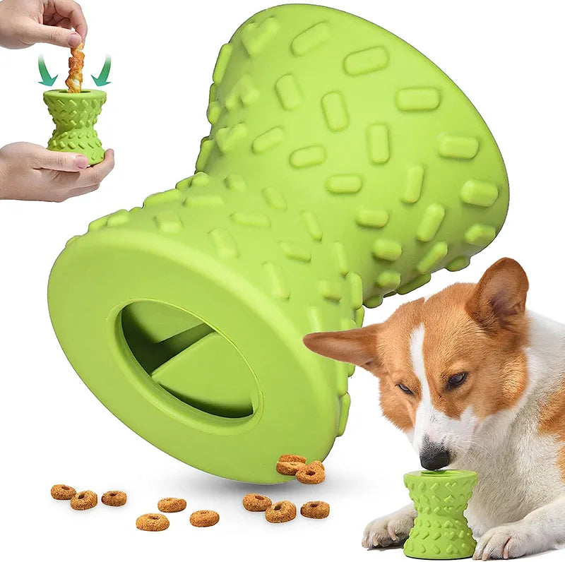Interactive Natural Rubber Food Leak Dumbbells Dog Toy Treat Dispensing Chew Toy for Aggressive Chewers Eco-Friendly