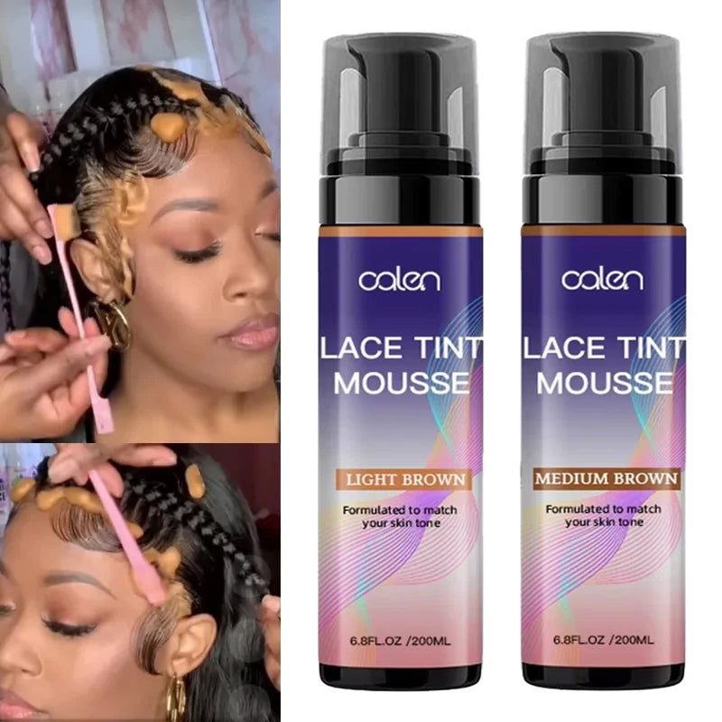Private Label Organic Brown Lace Tint Mousse Frontals Closures for Curly and Frizzy Hair Wigs