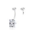 Factory Hot Sale Fashion Wedding F136 Rectangle Cut CZ Titanium Cubic Zircon Curved Barbell Belly Button Ring Piercing Gold