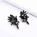 Luxury Glass Zircon Girls Earrings Black Geometric Rhinestone Stud Earrings for Gift