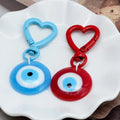 Plastic Blue Evil Eye Keychain Round Eye Resin Key Chains Heart Buckle Charm Keyring Lucky Jewelry Pendant Turkish Eye Keychains