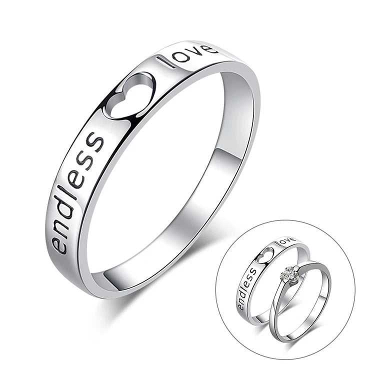 Men's Romantic Endless Love Ring in CZ Sterling Silver for Wedding Engagement Party or Anniversary