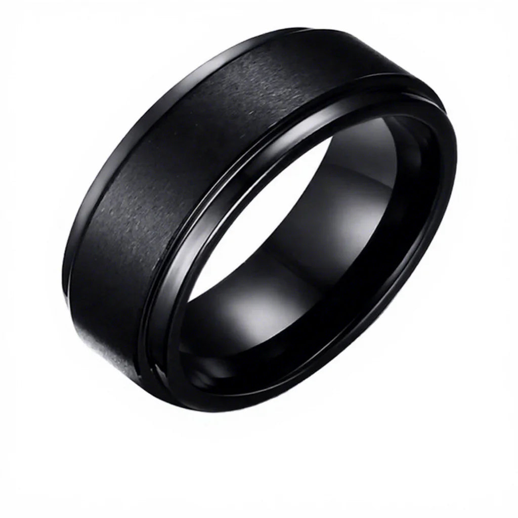 POYA Jewelry 8mm Black Tungsten Ring Men's Wedding Band Comfort Fit Matte Finish Comfort Fit