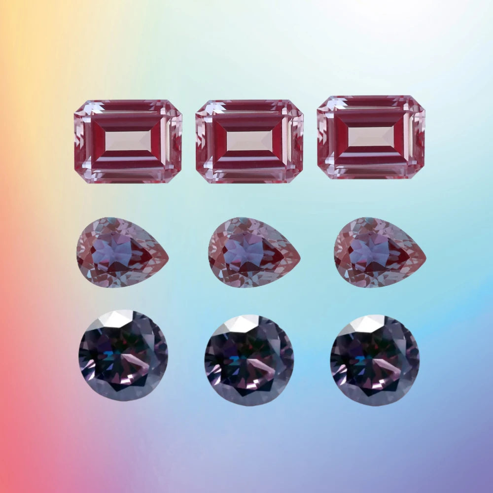 Astwo Gems Color Change Oval Emerald Pear Fancy Cut GRC Loose Lab Grown Alexandrite Gemstones