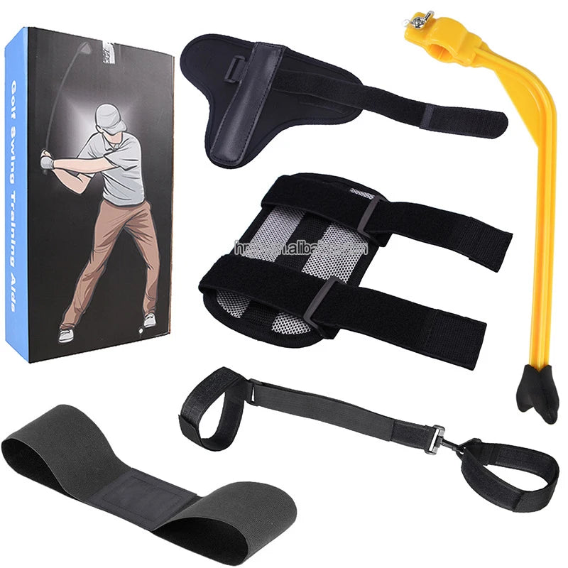 Best Selling Golf Swing Trainer Set Combo- Arm Band Elbow Correction Wrist Hinge Trainer Wrist Brace Band Leg Rod Corrector