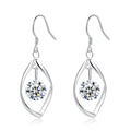 ED060 Wholesale Korean 925 Silver Hook Earrings Trendy Tassel Eardrop with Diamond Drop Hollow Out Leaf Shape for Party Wedding