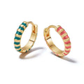 LOZRUNVE Gold Custom Colorful Enamel Strip Huggie Hoop Earring Sterling Silver 925