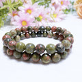 Precious Real Lucky Healing Natural 8mm Unakite Crystal Stretch Stone Bead Bracelets for Women and Men