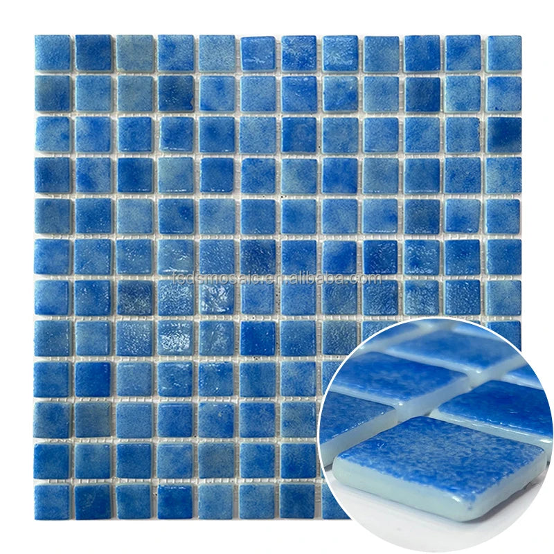 DS MOSAIC Blue Square  5mm Thick Crystal Glass Mosaic Tiles for Interior Wall Decoration Modern Design 5-Year Warranty