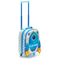 FSY Factory Boy Spaceship Rocket Pattern Kindergarten School Rolling Trolley Bags Elementary Student Backpack with Wheel Travel