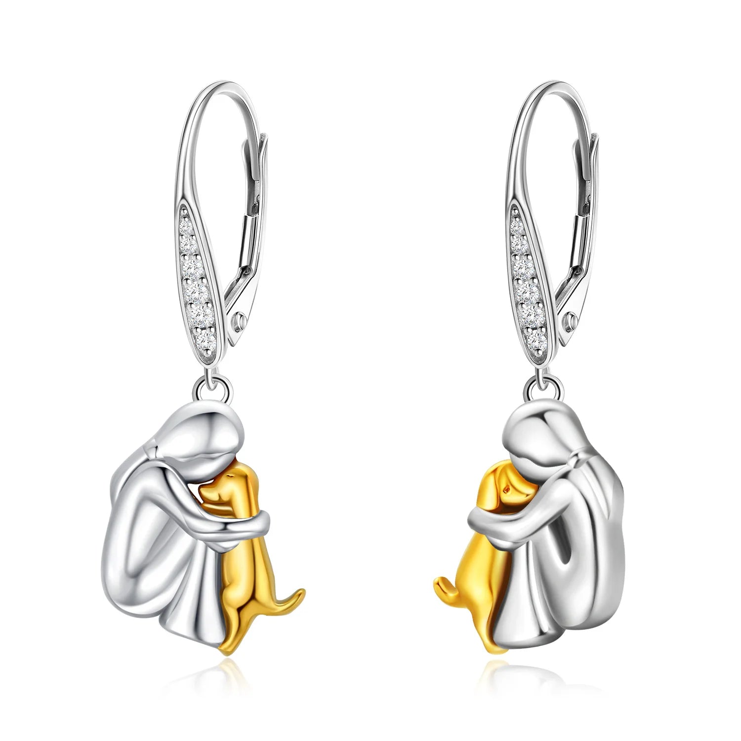 Hot Sale Pet Lovers Jewelry 925 Sterling Silver Cute Animal Dog Girl Drop Dangle Earrings for Women