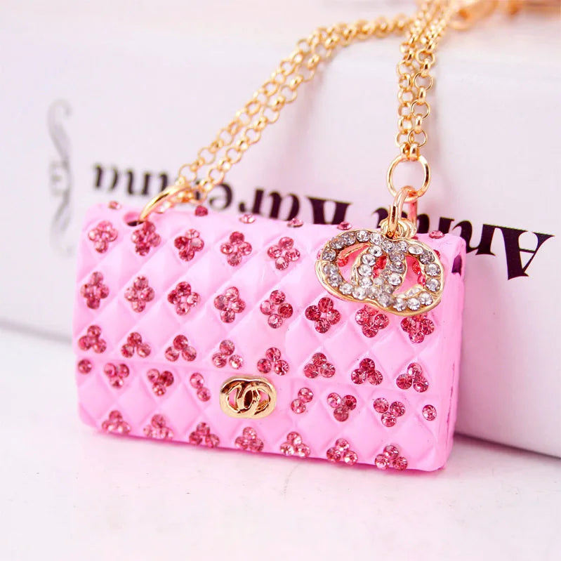 Wholesale Elegant Colorful Crystal Handbag Keychain Diamond Keychain for Lady