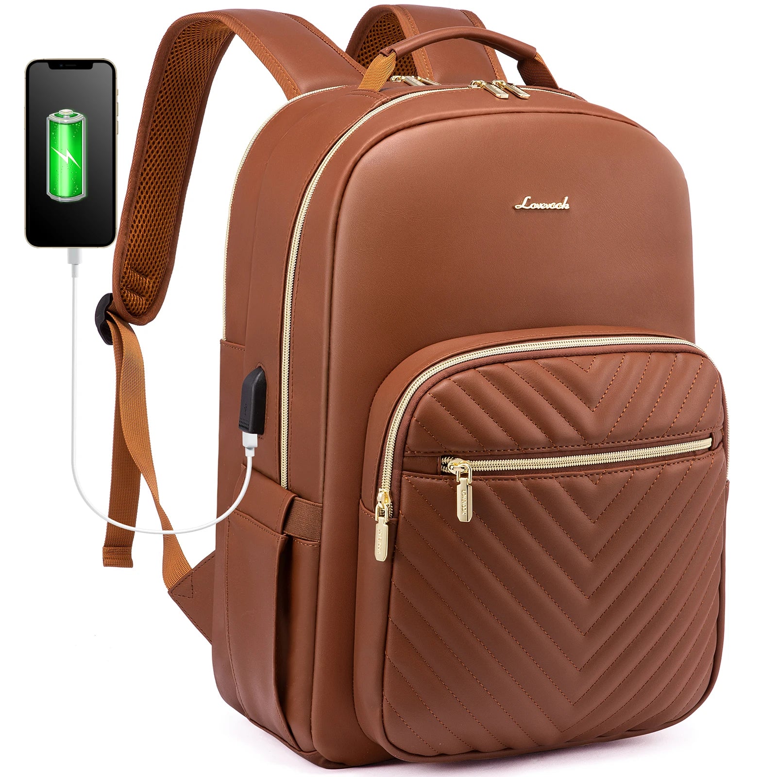 LOVEVOOK Eco-friendly PU Leather Business Work Backpack Purse 15.6 17 in Laptop Bookbag Back Pack for Women Men Travel Backpacks