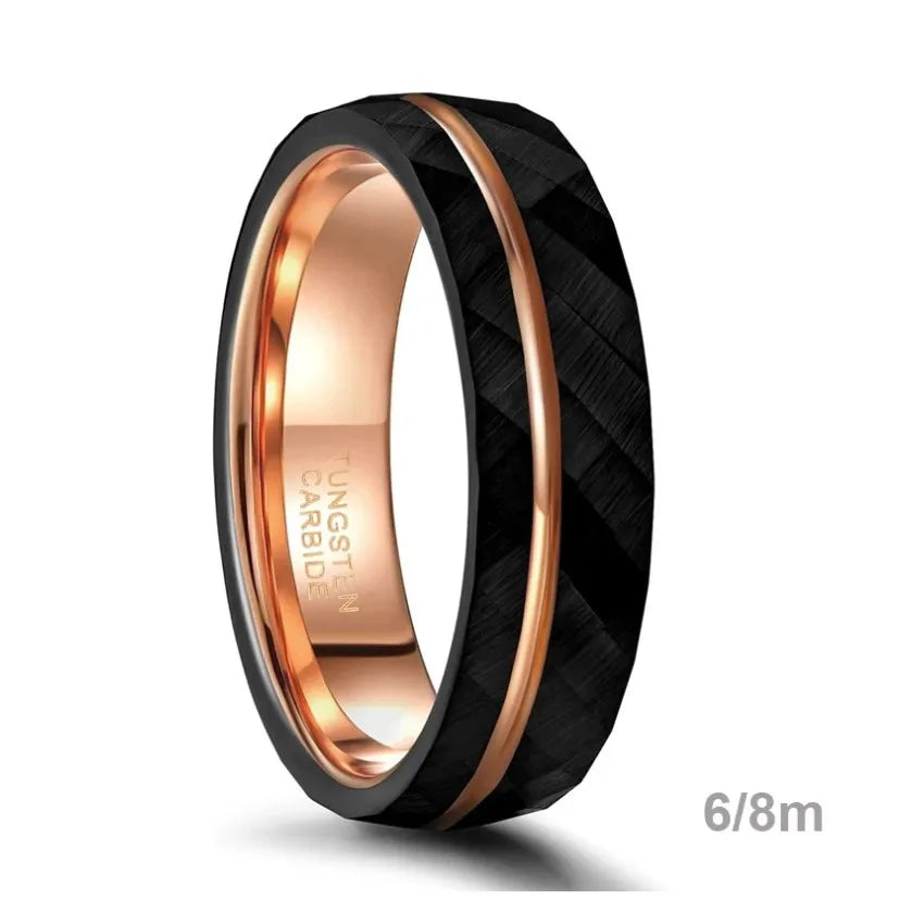 Tungsten Steel Ring Sand Face Flower Rose Gold Black Two-color Men's Ring Manufacturers Fashion Jewelry Rings for Men