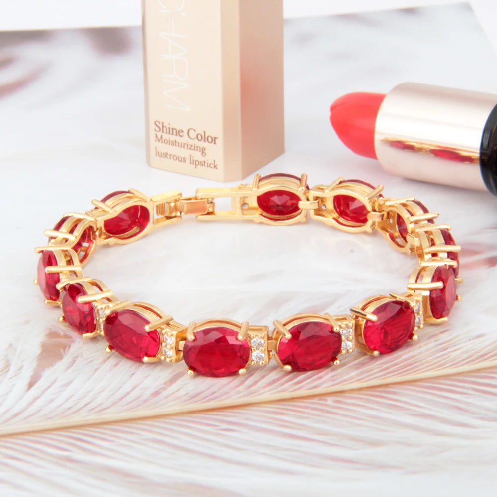 Light Luxury 18K Gold-Plated Women's Hip-hop Style Glitter Inlaid Crystal Diamond Strand Bracelet for Anniversary