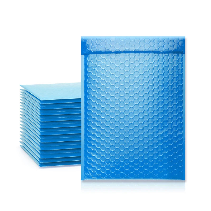 Custom Blue Poly Bubble Envelopes for Logistics Packaging Waterproof Shock Resistant Padded Mailers with Custom Logo