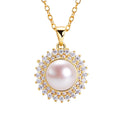 Hot Sale 18K Gold Plated  Zircon Pearl Pendant 10mm Natural Freshwater Pearl Necklace Jewelry