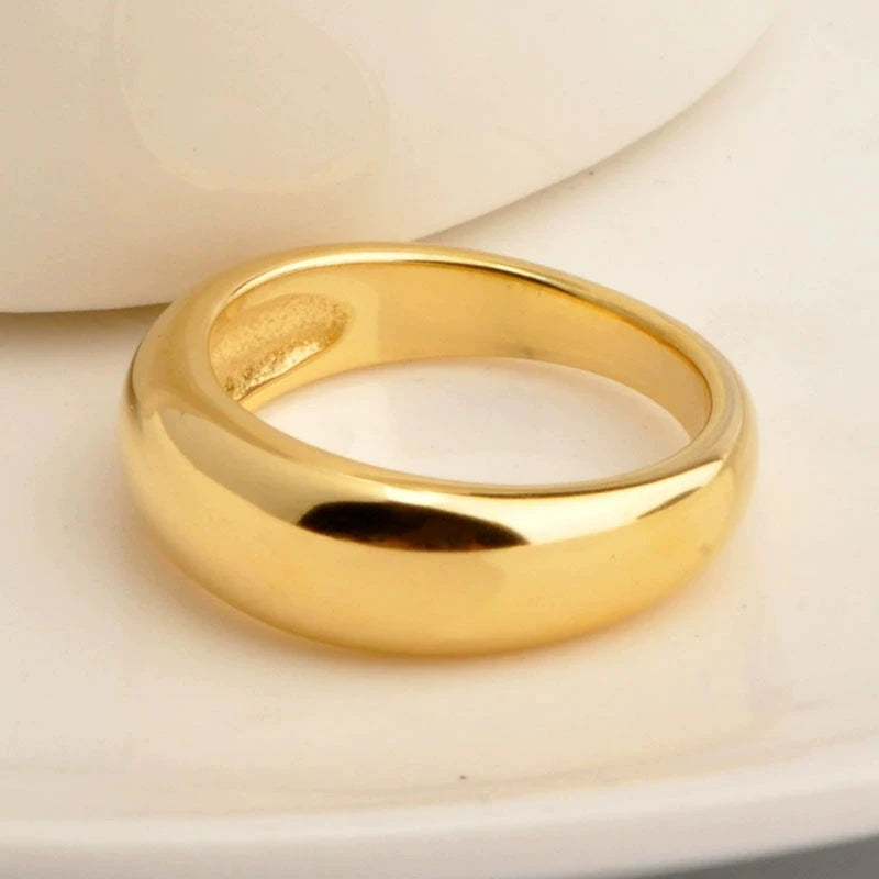 18K Gold Plated Polished Rings for Women New Minimalist & Trendy Irregular Geometric Jewelry Chunky & Stylish for Couples