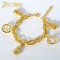 Fashion Jewelry Fashion 18k Gold Plated Zircon and Peanut Branch Charm Bracelets for Women