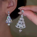 CAOSHI New Arrival Full Cubic Zirconia Dangle Jewelry for Women Gifts Trendy Heart Cut Diamond Christmas Tree Drop Earrings